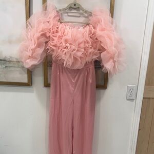 NWT L’ATISTE Pink Tulle Jumpsuit Large